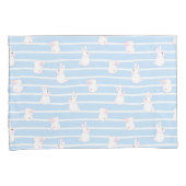 Cute Blue Striped Rabbit Pattern Kussensloop (Voorkant-Rechts)