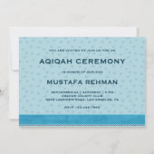 Cute Blue Stroller Baby Boy Aqiqah Kaart (Achterkant)