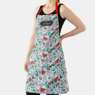 Cute Blue Sushi Pattern Apron Schort