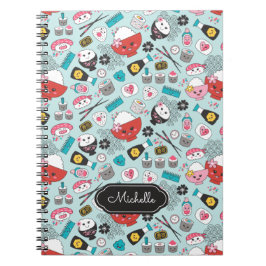 Cute Blue Sushi Pattern Notitieboek