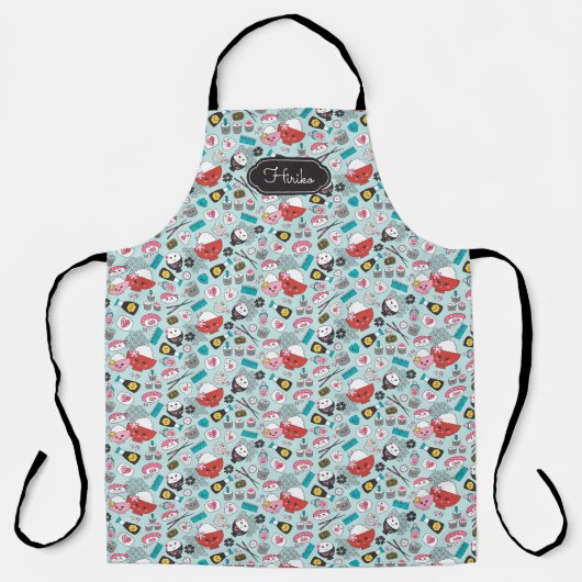 Cute Blue Sushi Pattern Schort (Voorkant)