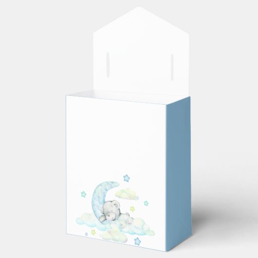 Cute Blue Teddy Bear Baby shower Bedankt Bedankdoosjes (Geopend)