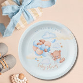 Cute Blue Teddy Bear Baby shower Papieren Bordje
