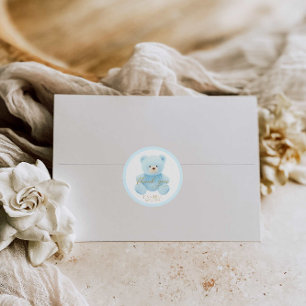 Cute Blue Teddy Bear Bedankt Ronde Sticker