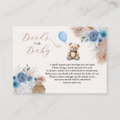 Cute Blue Teddy Bear Boho Florals Books for Baby Informatiekaartje (Voorkant)