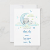 Cute Blue Teddy Bear op Moon Dank je Bedankkaart (Voorkant)