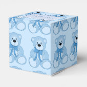 Cute Blue Teddy Bear Pattern Heart Favor Box Bedankdoosjes (Achterkant)