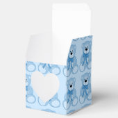 Cute Blue Teddy Bear Pattern Heart Favor Box Bedankdoosjes (Geopend)