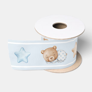 Cute Blue Teddy Bear Satijnen Lint