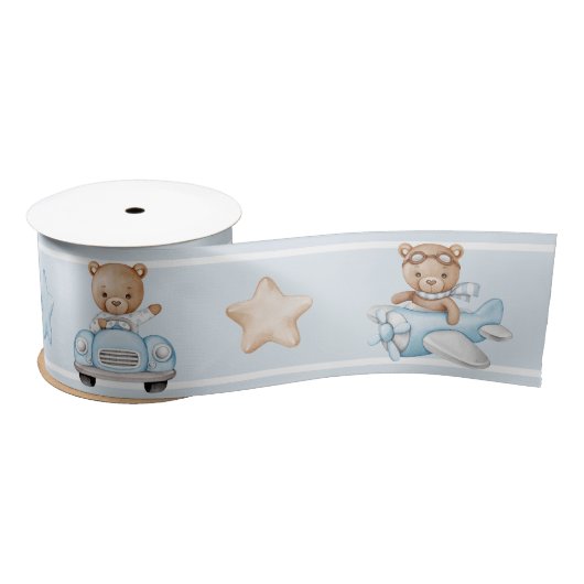 Cute Blue Teddy Bear Satijnen Lint (Spoel)