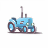Cute Blue Tractor Sticker (Voorkant)