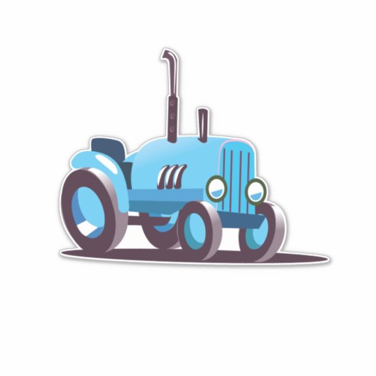 Cute Blue Tractor Sticker (Voorkant)