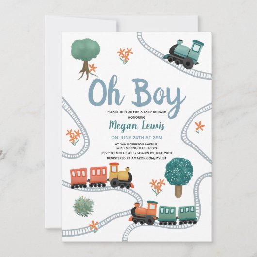 Cute Blue Travel Boys Baby shower Kaart (Voorkant)