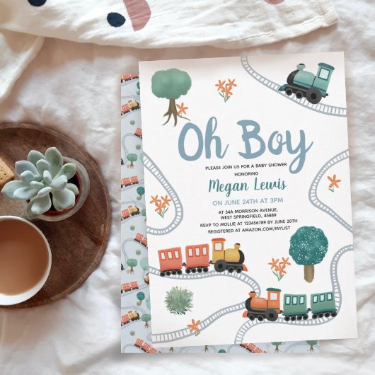 Cute Blue Travel Boys Baby shower Kaart