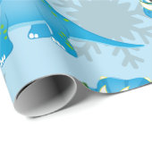 Cute Blue Triceratops Dinosaur Christmas Kids Cadeaupapier (Rol Hoek)