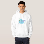 Cute Blue Tropical Fish Pink Fins Hoodie (Voorkant volledig)