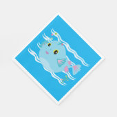 Cute Blue Tropical Fish Pink Fins Servet (Hoek)