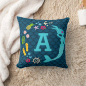 Cute Blue Tropical Mermaid Monogram Girls Kussen (Deken)