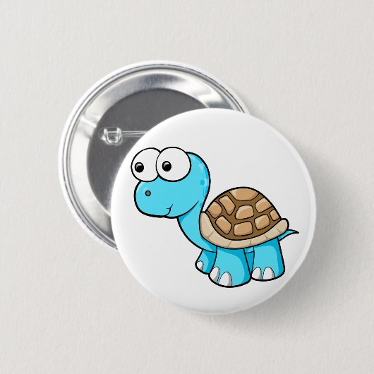 Cute Blue Turtle Button (Voorkant /achterkant)