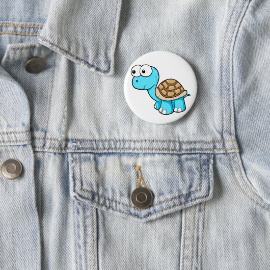 Cute Blue Turtle Button (In situ)