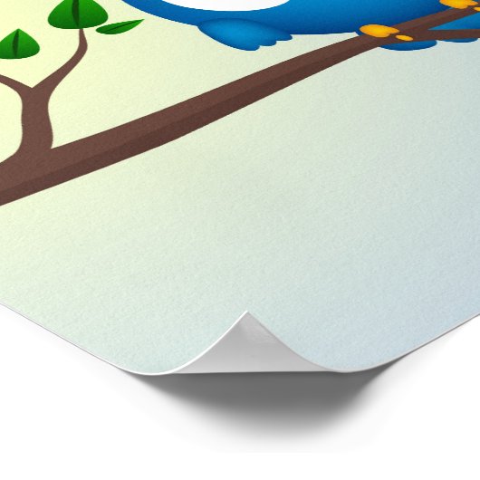 Cute blue twitter bird cartoon poster (Hoek)