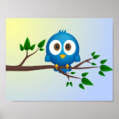 Cute blue twitter bird cartoon poster (Voorkant)
