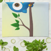 Cute blue twitter bird cartoon theedoek (Gevouwen)