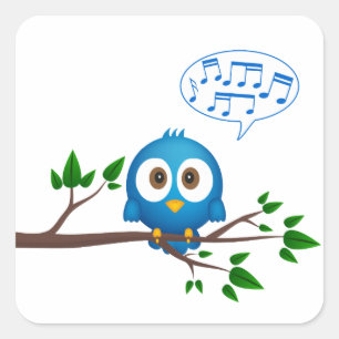 Cute blue twitter bird cartoon vierkante sticker