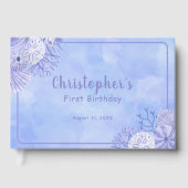 Cute Blue Under The Sea Boy's First Birthday  Gastenboek (Voorkant)