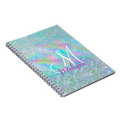 Cute blue unicorn rhinestones Drives monogram Notitieboek (Rechterzijde)
