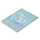 Cute blue unicorn rhinestones Drives monogram Notitieboek (Linkerzijde)