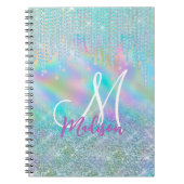Cute blue unicorn rhinestones Drives monogram Notitieboek (Voorkant)