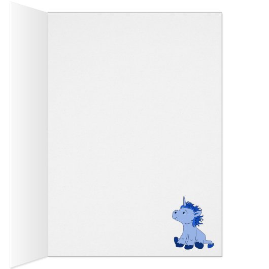 Cute Blue Unicorn Triangle Pattern Birthday Card (Binnen (Rechts))