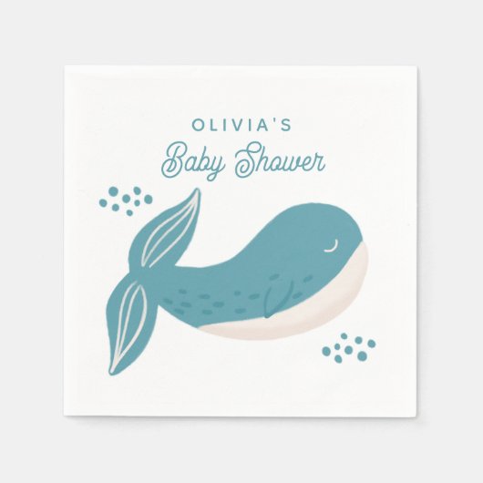 Cute blue walvisjongen baby shower. Nautisch dier Servet (Voorkant)