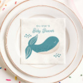 Cute blue walvisjongen baby shower. Nautisch dier Servet