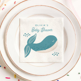 Cute blue walvisjongen baby shower. Nautisch dier Servet