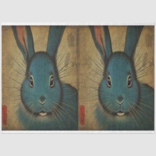 Cute Blue Water Rabbit Japanse ukiyo-e stijl Tissuepapier