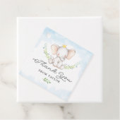 Cute Blue Waterverf Baby Elephant Bedankt Bedankjes Labels (In situ)