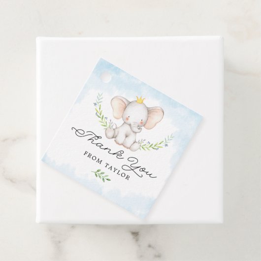 Cute Blue Waterverf Baby Elephant Bedankt Bedankjes Labels (In situ)