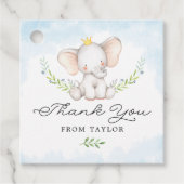 Cute Blue Waterverf Baby Elephant Bedankt Bedankjes Labels (Voorkant)