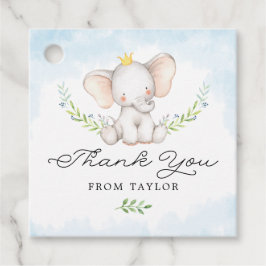 Cute Blue Waterverf Baby Elephant Bedankt Bedankjes Labels