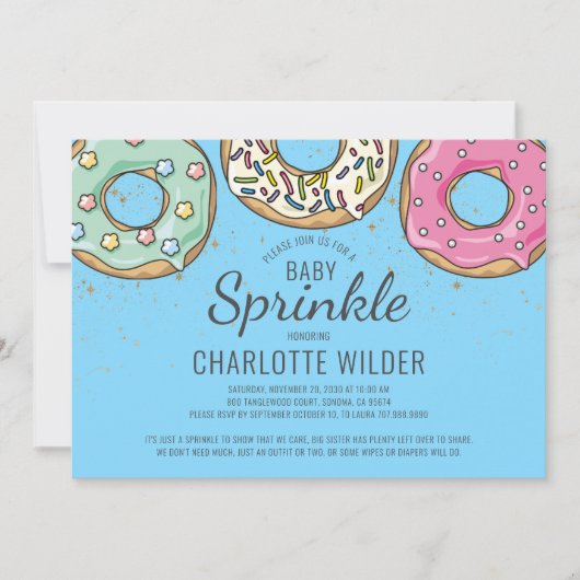 Cute Blue Waterverf Baby Sprinkle | Blauwe jongen Kaart (Voorkant)