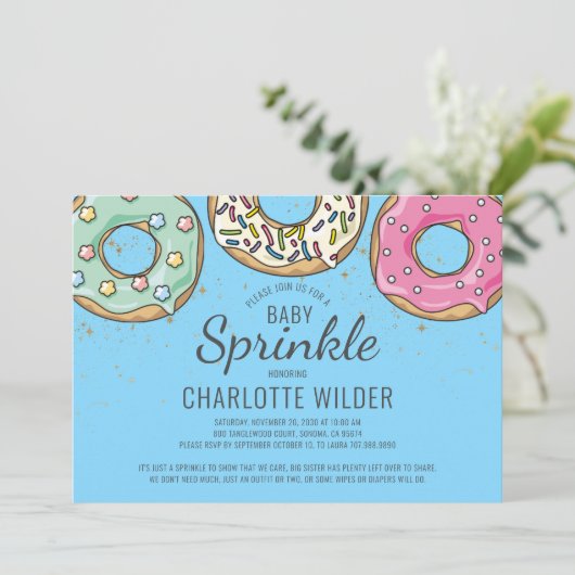Cute Blue Waterverf Baby Sprinkle | Blauwe jongen Kaart (Staand voorkant)