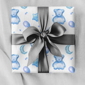 Cute Blue Waterverf Ballon Baby Boy Beer Patroon Cadeaupapier