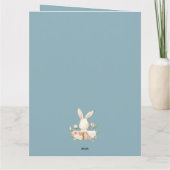 Cute Blue Waterverf Bunny Baby shower Bedankkaart (Achterkant)