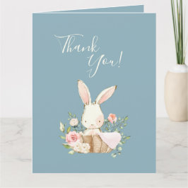 Cute Blue Waterverf Bunny Baby shower Bedankkaart