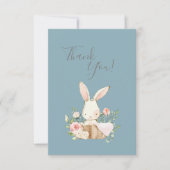 Cute Blue Waterverf Bunny Baby shower Hartelijk da Bedankkaart (Voorkant)