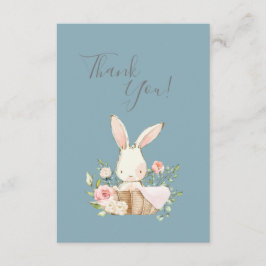 Cute Blue Waterverf Bunny Baby shower Hartelijk da Bedankkaart