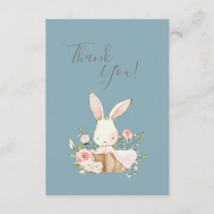 Cute Blue Waterverf Bunny Baby shower Hartelijk da Bedankkaart