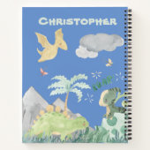 Cute Blue Waterverf Dinosaur Notitieboek (Achterkant)